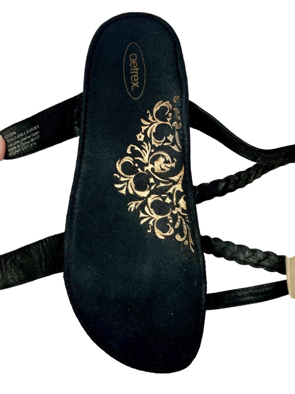 Women's Aetrex Janey Braided Slide Black Leather Slip On Sandal size 8 - Picture 10 of 13